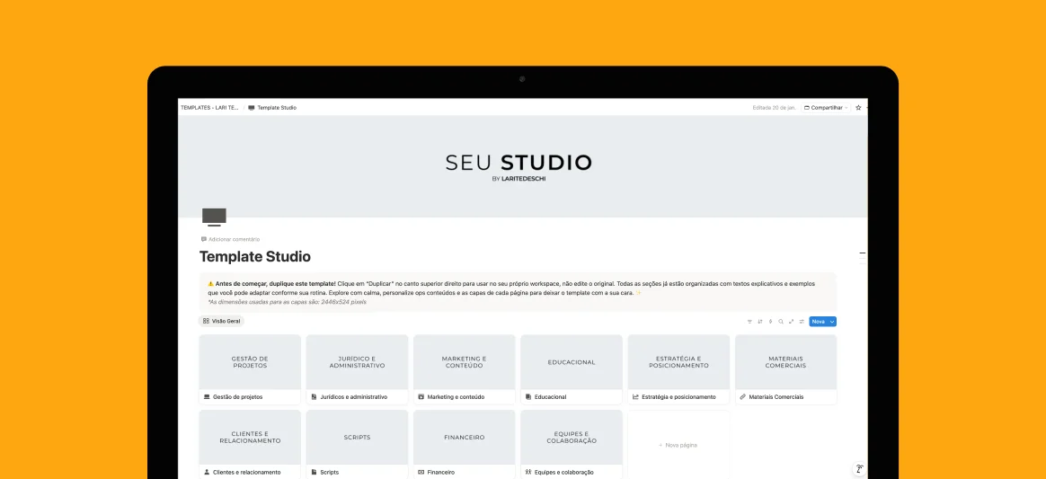 Dashboard de projetos no Notion